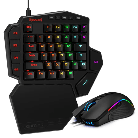 Redragon K585-BA 2 in 1 One-Handed RGB LED Backlit Gaming Keyboard with Blue Switches,10 Programmable Keys and M721-Pro RGB Programmable Mouse with 32000 DPI, For PC, Laptop & PS5. Redragon K585-BA 2 in 1 One-Handed RGB LED Backlit Gaming Keyboard with Blue Switches,10 Programmable Keys and M721-Pro RGB Programmable Mouse with 32000 DPI, For PC, Laptop & PS5.